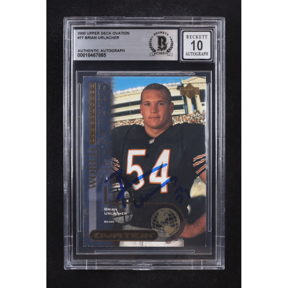 Brian Urlacher Signed 2000 Upper Deck Ovation World Premiere Auto #77 RC (Beckett | Autograph Grade BGS 10) at PristineAuction.com