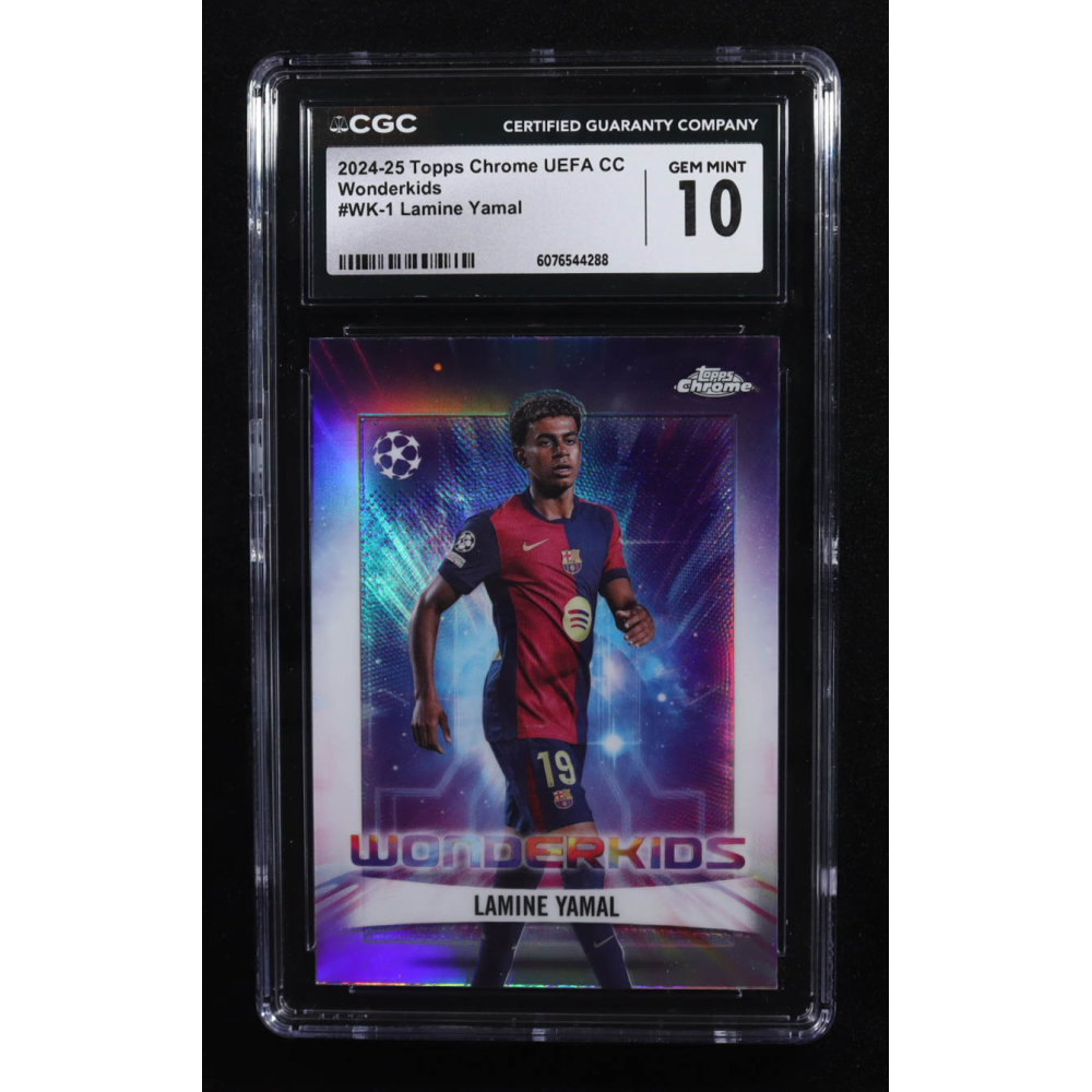 Lamine Yamal 2024-25 Topps Chrome UEFA Club Competitions Wonderkids #WK1 (CGC 10) at PristineAuction.com