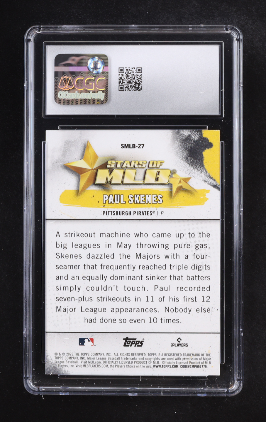 Paul Skenes 2025 Topps Stars of MLB #SMLB-27 (CGC 10) at PristineAuction.com Paul Skenes 2025 Topps Stars of MLB #SMLB-27 (CGC 10) at PristineAuction.com