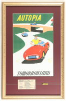 Disneyland Tomorrowland's "Autopia" Custom Framed Print Display with Vintage Pin & Vintage Park Ticket at PristineAuction.com
