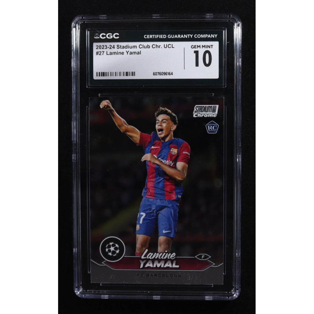 Lamine Yamal 2023-24 Stadium Club Chrome UEFA Champions League #27 RC (CGC 10) at PristineAuction.com Lamine Yamal 2023-24 Stadium Club Chrome UEFA Champions League #27 RC (CGC 10) at PristineAuction.com