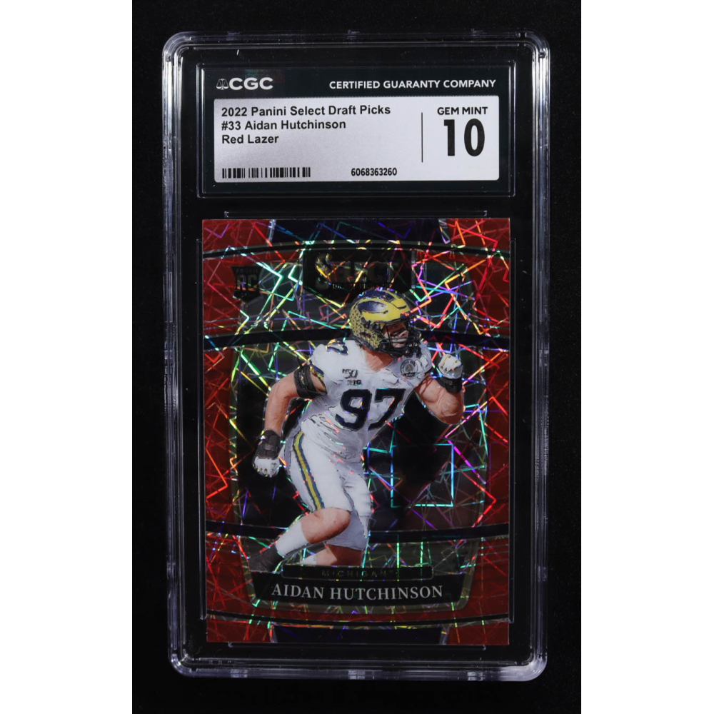 Aidan Hutchinson 2022 Select Draft Picks Prizms Red Lazer #33 RC (CGC 10) at PristineAuction.com