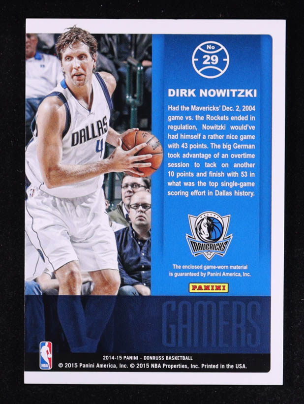 Dirk Nowitzki 2014-15 Donruss Gamers Jerseys #29 at PristineAuction.com Dirk Nowitzki 2014-15 Donruss Gamers Jerseys #29 at PristineAuction.com