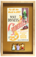 Vintage Walt Disney "Cinderella" Custom Shadowbox Print Display with (3) Cinderella Movie Figurines at PristineAuction.com
