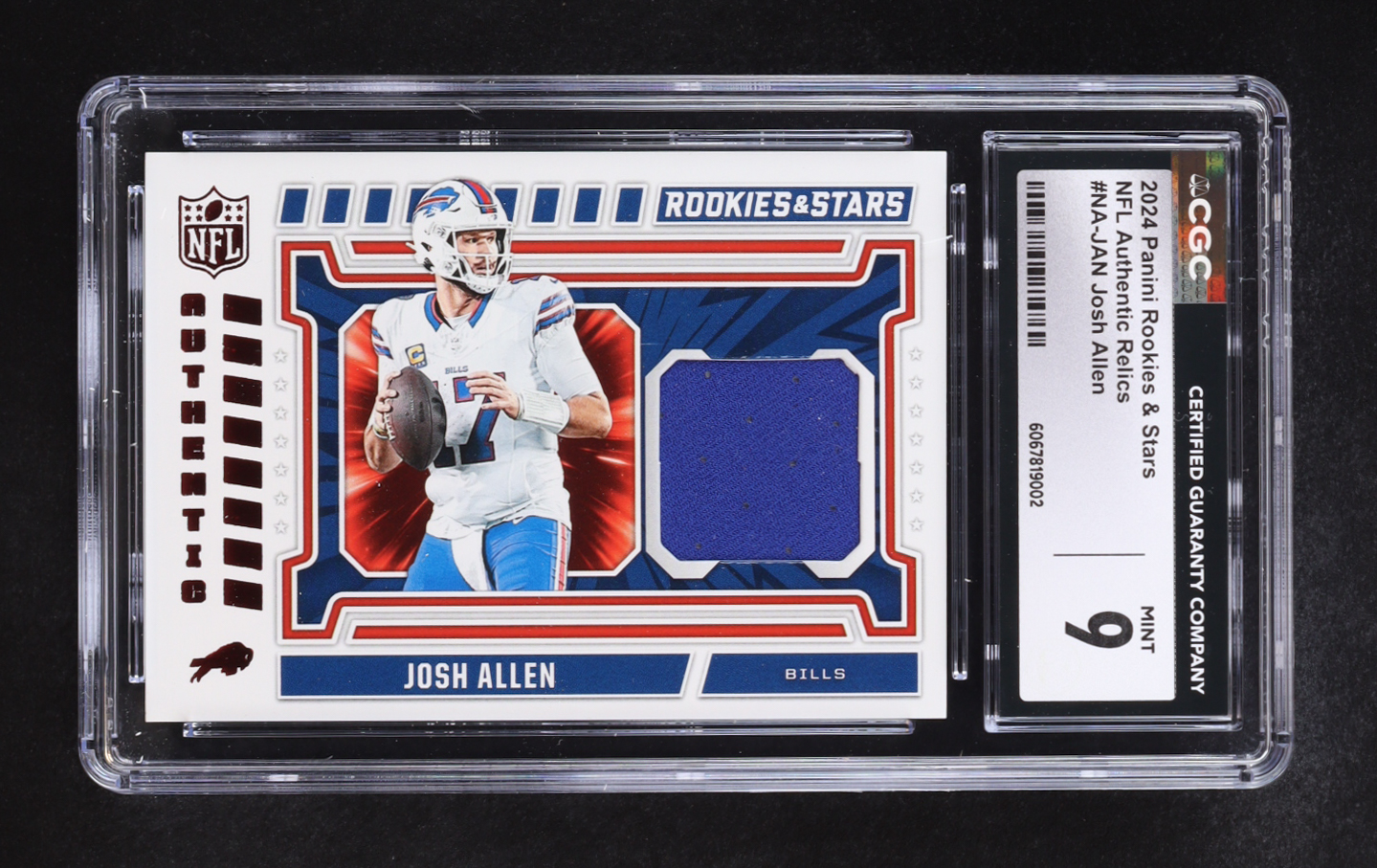 Josh Allen 2024 Panini Rookies & Stars NFL Authentic Relics #NA-JAN (CGC 9) at PristineAuction.com Josh Allen 2024 Panini Rookies & Stars NFL Authentic Relics #NA-JAN (CGC 9) at PristineAuction.com