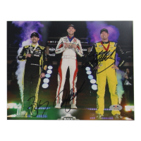 Ryan Blaney, Denny Hamlin & Kyle Busch Signed NASCAR 8x10 Photo (PSA) at PristineAuction.com