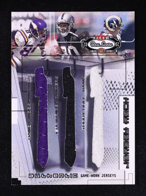 Randy Moss / Jerry Rice / Torry Holt 2002 Fleer Box Score Jersey Rack Triples #2 #152/300 at PristineAuction.com Randy Moss / Jerry Rice / Torry Holt 2002 Fleer Box Score Jersey Rack Triples #2 #152/300 at PristineAuction.com