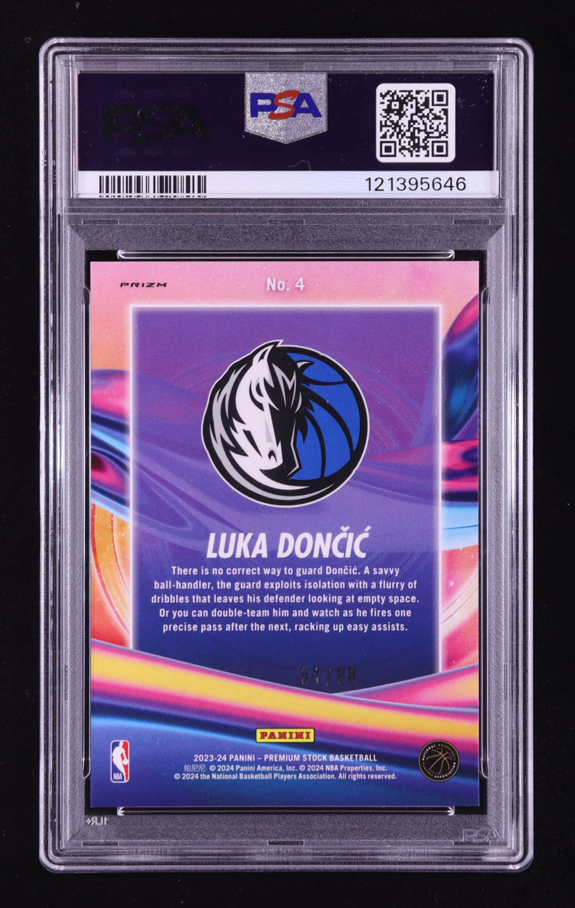 Luka Doncic 2023-24 Hoops Premium Stock Anti Gravity Premium Red Prizm #4 #84/88 (PSA 10) at PristineAuction.com Luka Doncic 2023-24 Hoops Premium Stock Anti Gravity Premium Red Prizm #4 #84/88 (PSA 10) at PristineAuction.com