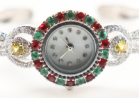 New 4.9 CTW Emerald, Ruby & Sapphire Watch | Estimated Retail Value: $1,800 (UGL) at PristineAuction.com