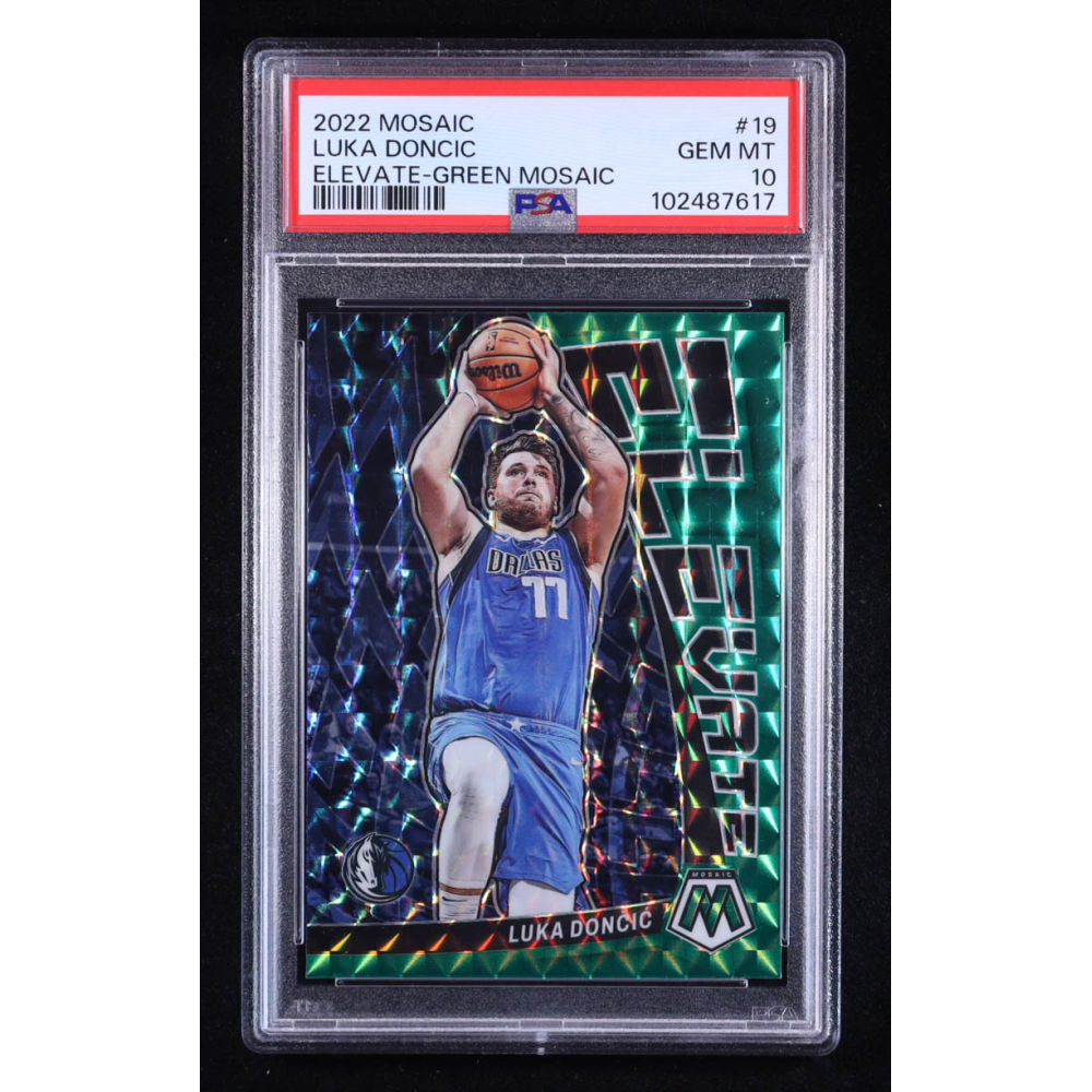 Luka Doncic 2022-23 Panini Mosaic Elevate Mosaic Green #19 (PSA 10) at PristineAuction.com