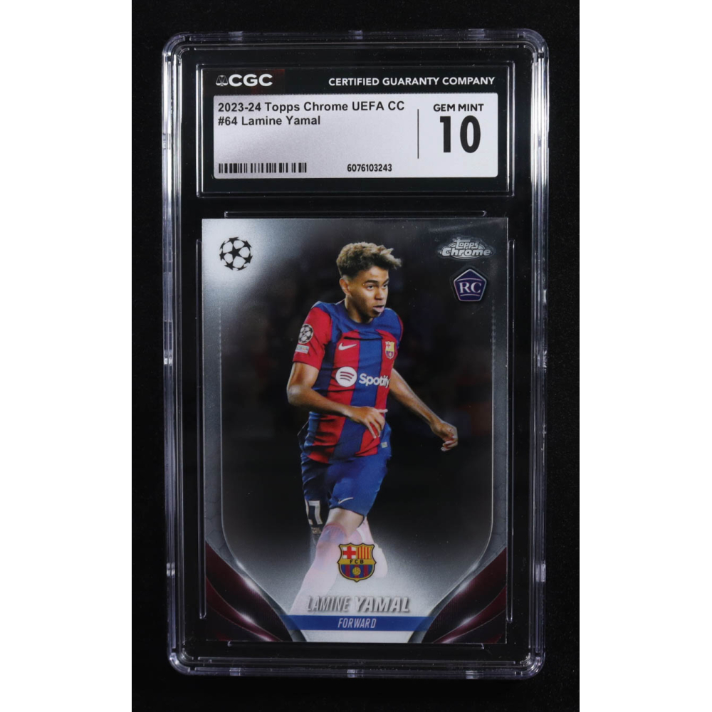 Lamine Yamal 2023-24 Topps Chrome UEFA Club Competitions #64 RC (CGC 10) at PristineAuction.com