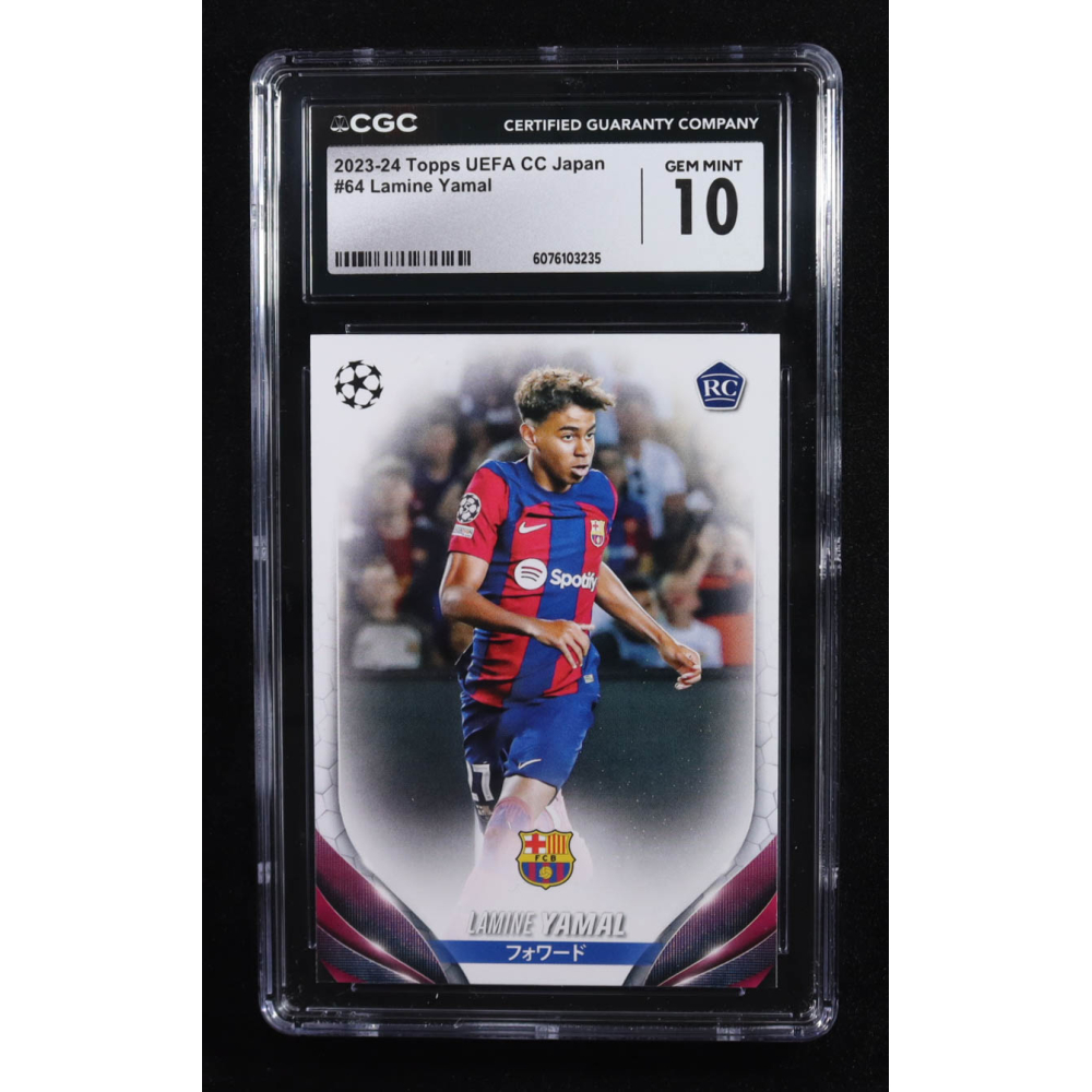 Lamine Yamal 2023-24 Topps UEFA Club Competitions Japan #64 RC (CGC 10) at PristineAuction.com Lamine Yamal 2023-24 Topps UEFA Club Competitions Japan #64 RC (CGC 10) at PristineAuction.com