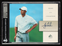 Tiger Woods 2004 Upper Deck SP Signs of a Champion Signatures Jumbo 8x10 Card (BGS 8.5) at PristineAuction.com