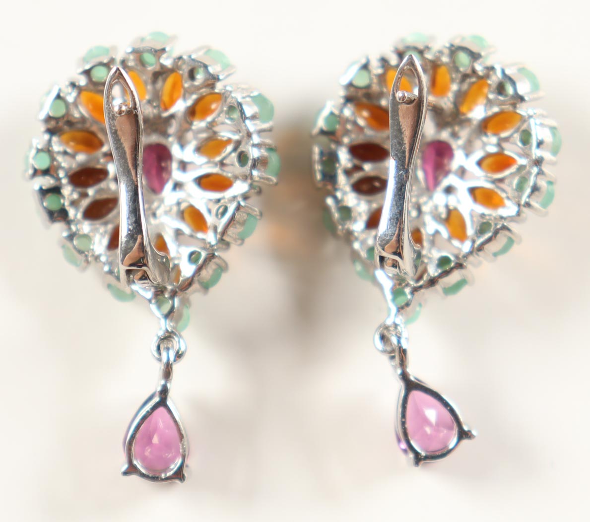 New 7 CTW Pair of Emerald, Amethyst & Garnet Earrings | Estimated Retail Value: $2,500 (UGL) at PristineAuction.com New 7 CTW Pair of Emerald, Amethyst & Garnet Earrings | Estimated Retail Value: $2,500 (UGL) at PristineAuction.com