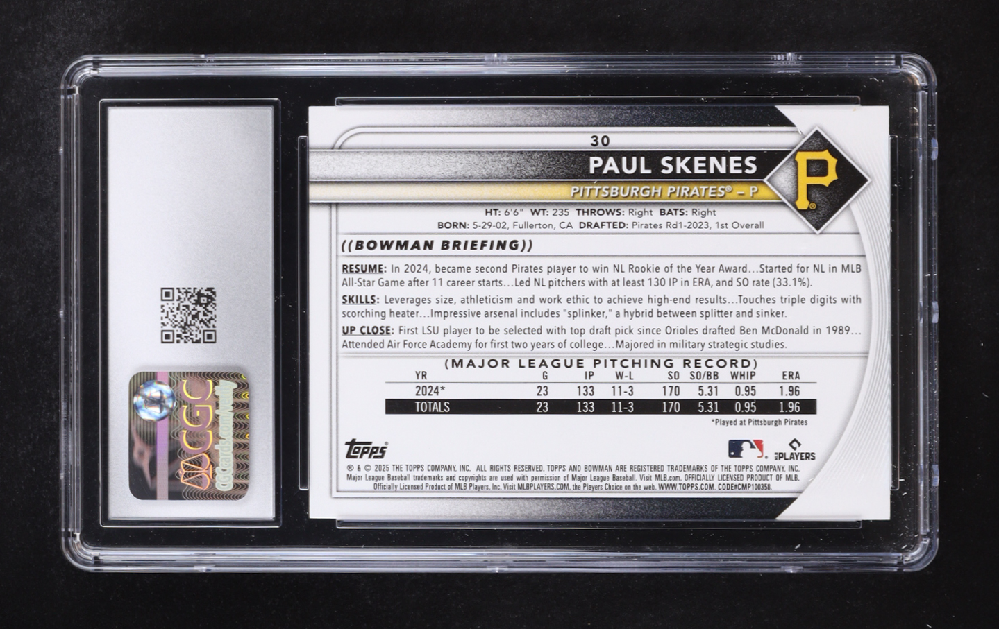 Paul Skenes 2025 Bowman #30 (CGC 9.5) at PristineAuction.com Paul Skenes 2025 Bowman #30 (CGC 9.5) at PristineAuction.com