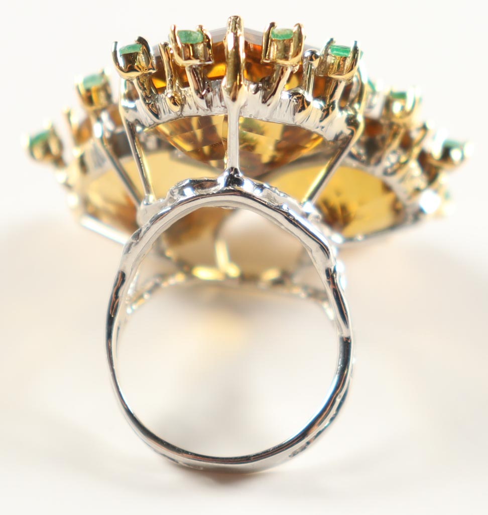 New 30.75 CTW Citrine & Emerald Ring | Estimated Retail Value: $2,800 (UGL) at PristineAuction.com New 30.75 CTW Citrine & Emerald Ring | Estimated Retail Value: $2,800 (UGL) at PristineAuction.com