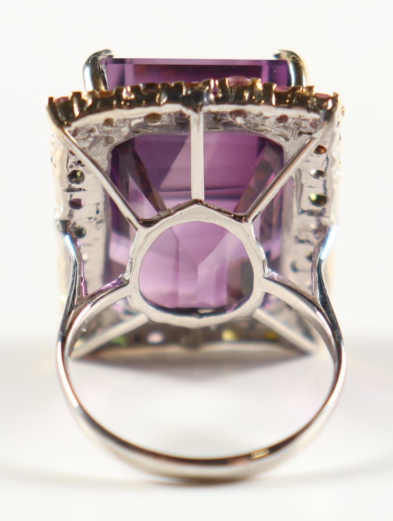 New 49.10 CTW Amethyst & Sapphire Ring | Estimated Retail Value: $3,500 (UGL) at PristineAuction.com New 49.10 CTW Amethyst & Sapphire Ring | Estimated Retail Value: $3,500 (UGL) at PristineAuction.com