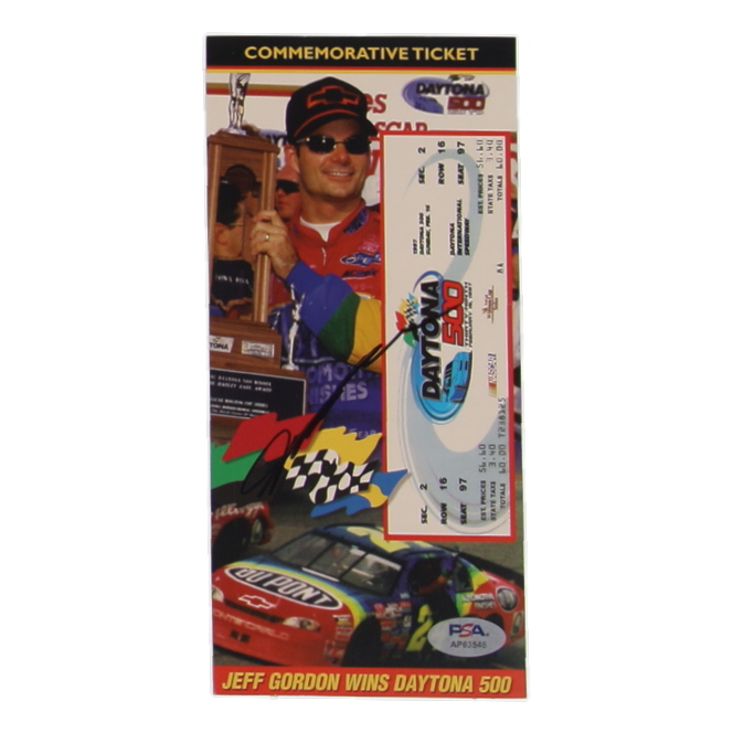Jeff Gordon Signed Daytona 500 Commemorative Ticket (PSA) at PristineAuction.com Jeff Gordon Signed Daytona 500 Commemorative Ticket (PSA) at PristineAuction.com