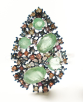New 2.65 CTW Emerald & Sapphire Ring | Estimated Retail Value: $1,950 (UGL) at PristineAuction.com