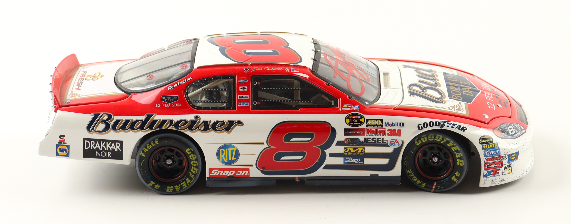 Dale Earnhardt Jr. Signed NASCAR 2004 #8 Budweiser Chevrolet Monte Carlo 1:24 Diecast Car (JR Motorsports) at PristineAuction.com Dale Earnhardt Jr. Signed NASCAR 2004 #8 Budweiser Chevrolet Monte Carlo 1:24 Diecast Car (JR Motorsports) at PristineAuction.com