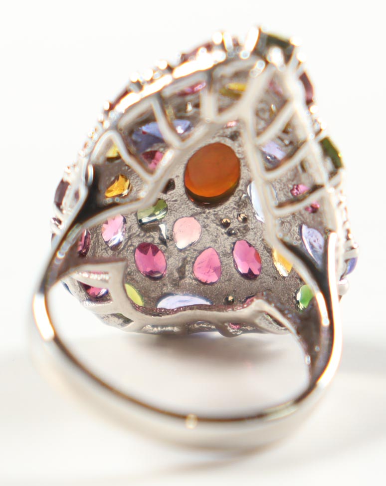 New 7.35 CTW Opal, Multi-Gemstone & Rhodolite Ring | Estimated Retail Value: $3,000 (UGL) at PristineAuction.com New 7.35 CTW Opal, Multi-Gemstone & Rhodolite Ring | Estimated Retail Value: $3,000 (UGL) at PristineAuction.com