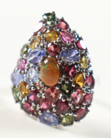 New 7.35 CTW Opal, Multi-Gemstone & Rhodolite Ring | Estimated Retail Value: $3,000 (UGL) at PristineAuction.com