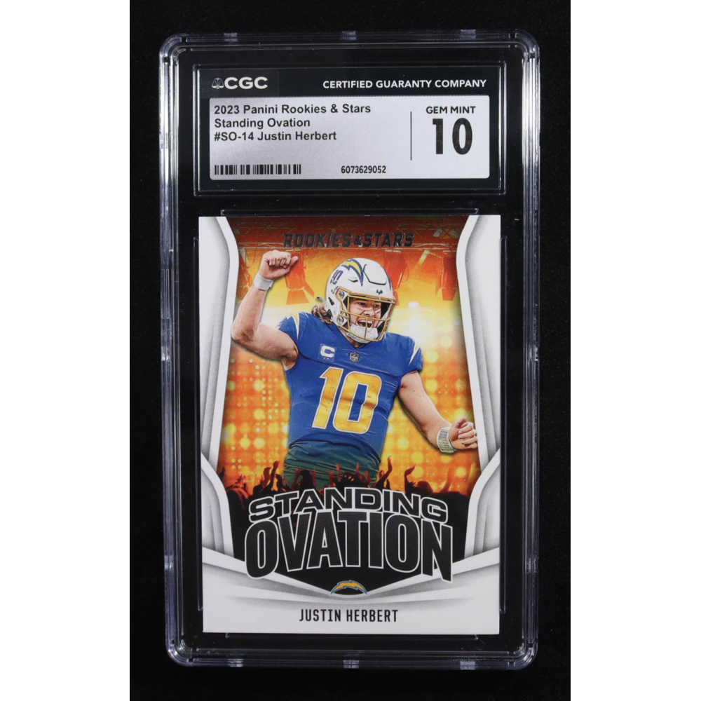 Justin Herbert 2023 Rookies and Stars Standing Ovation #14 (CGC 10) at PristineAuction.com Justin Herbert 2023 Rookies and Stars Standing Ovation #14 (CGC 10) at PristineAuction.com