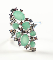 New 1.35 CTW Emerald & Sapphire Ring | Estimated Retail Value: $1,500 (UGL) at PristineAuction.com