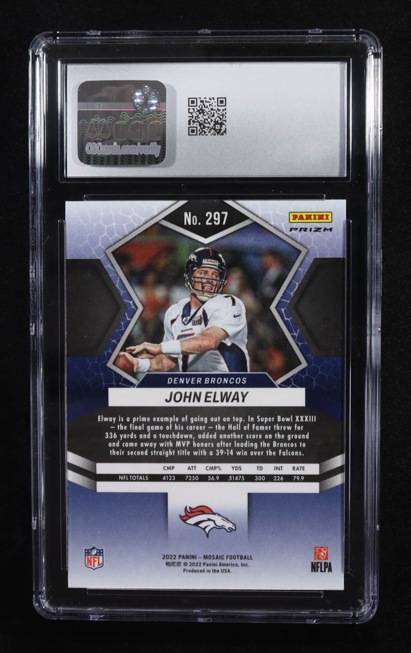 John Elway 2022 Panini Mosaic Mosaic Reactive Orange #297 MVP (CGC 10) at PristineAuction.com John Elway 2022 Panini Mosaic Mosaic Reactive Orange #297 MVP (CGC 10) at PristineAuction.com
