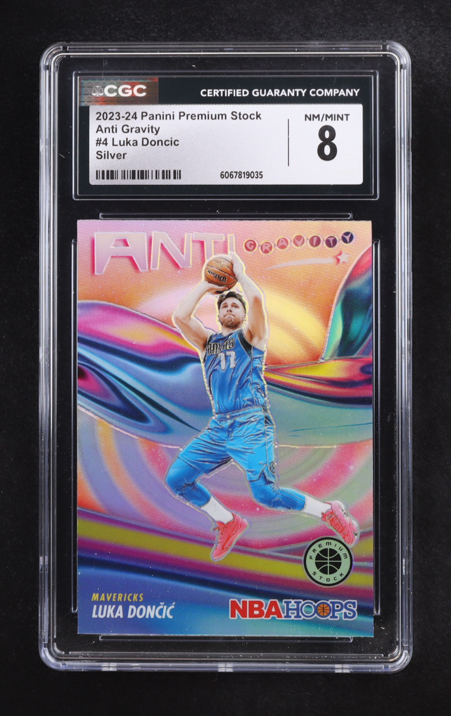 Luka Doncic 2023-24 Panini Premium Stock Anti Gravity Silver #4 (CGC 8) at PristineAuction.com Luka Doncic 2023-24 Panini Premium Stock Anti Gravity Silver #4 (CGC 8) at PristineAuction.com