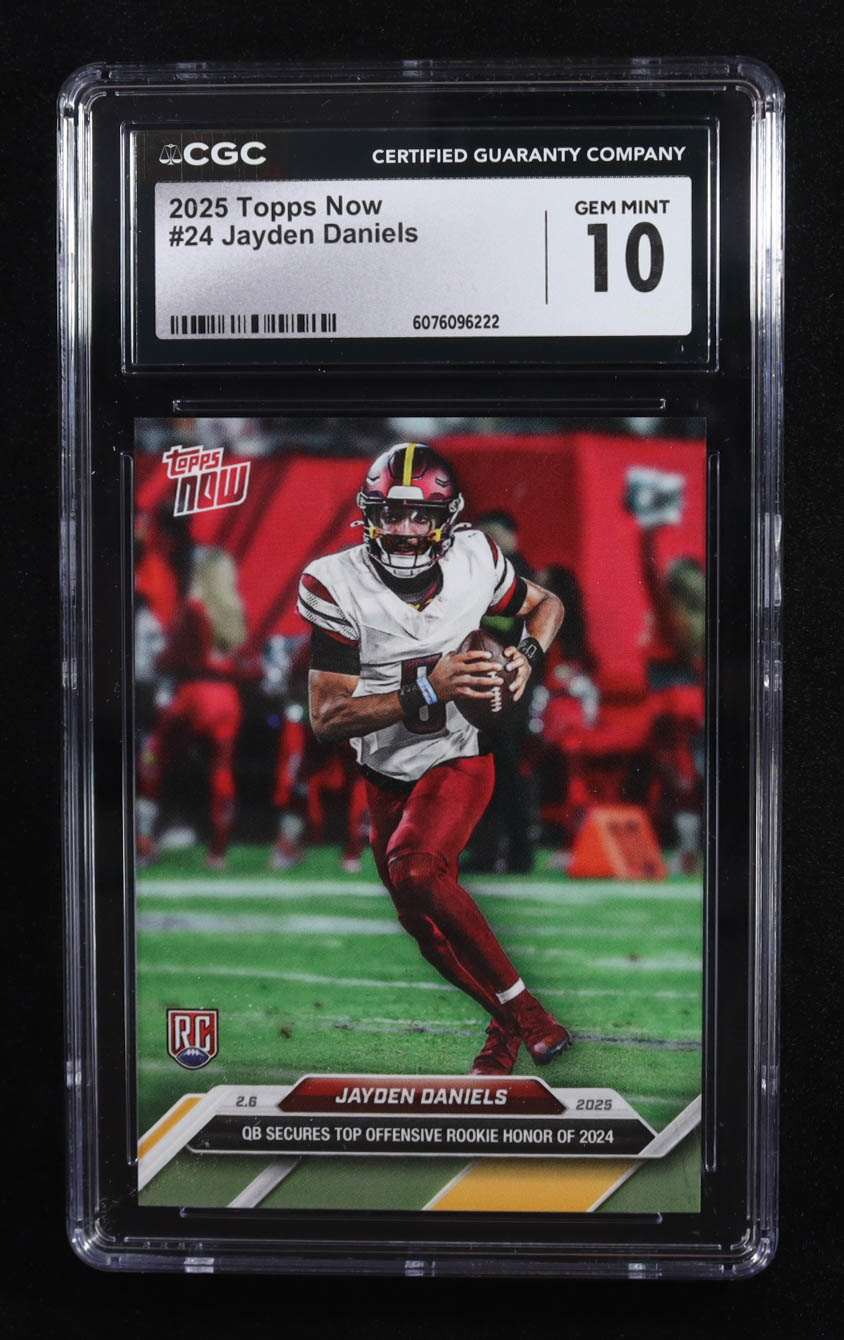 Jayden Daniels 2025 Topps Now #24 RC (CGC 10) at PristineAuction.com Jayden Daniels 2025 Topps Now #24 RC (CGC 10) at PristineAuction.com