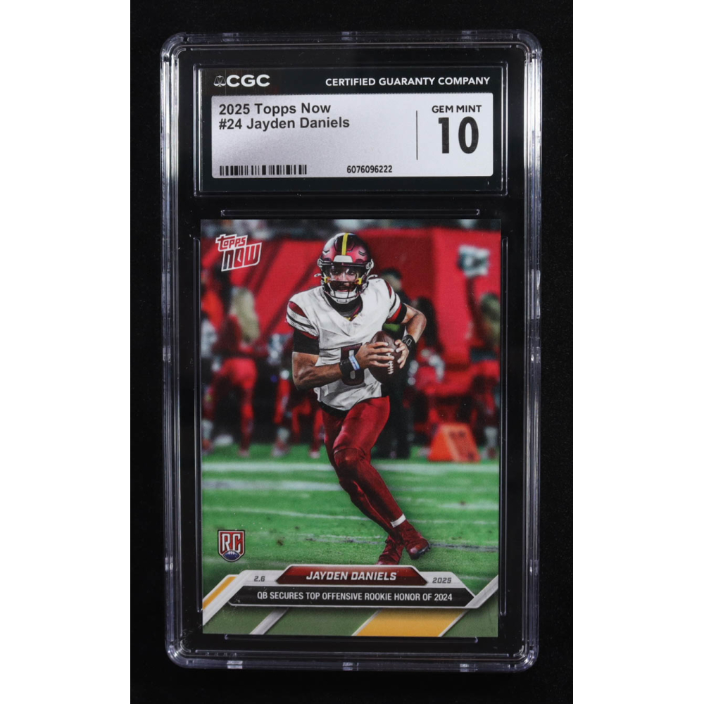 Jayden Daniels 2025 Topps Now #24 RC (CGC 10) at PristineAuction.com Jayden Daniels 2025 Topps Now #24 RC (CGC 10) at PristineAuction.com