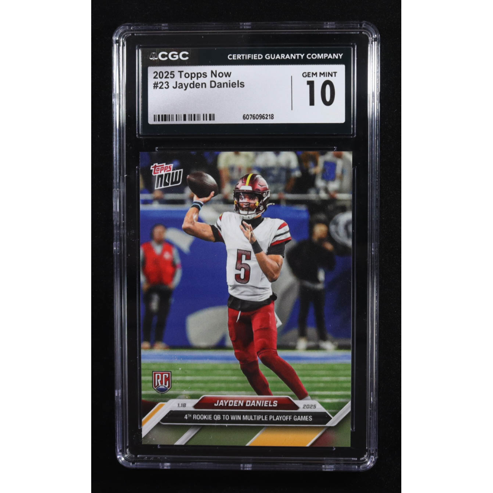 Jayden Daniels 2025 Topps Now #23 RC (CGC 10) at PristineAuction.com Jayden Daniels 2025 Topps Now #23 RC (CGC 10) at PristineAuction.com