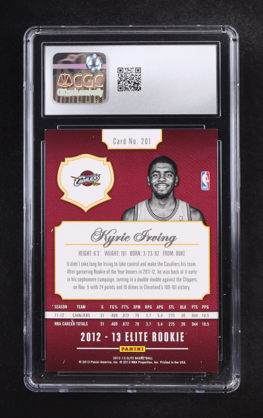 Kyrie Irving 2012-13 Panini Elite #201 RC #278/599 (CGC 9) at PristineAuction.com Kyrie Irving 2012-13 Panini Elite #201 RC #278/599 (CGC 9) at PristineAuction.com