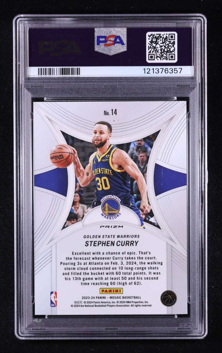 Stephen Curry 2023-24 Panini Mosaic Epic Performers Mosaic Green #14 (PSA 9) at PristineAuction.com Stephen Curry 2023-24 Panini Mosaic Epic Performers Mosaic Green #14 (PSA 9) at PristineAuction.com