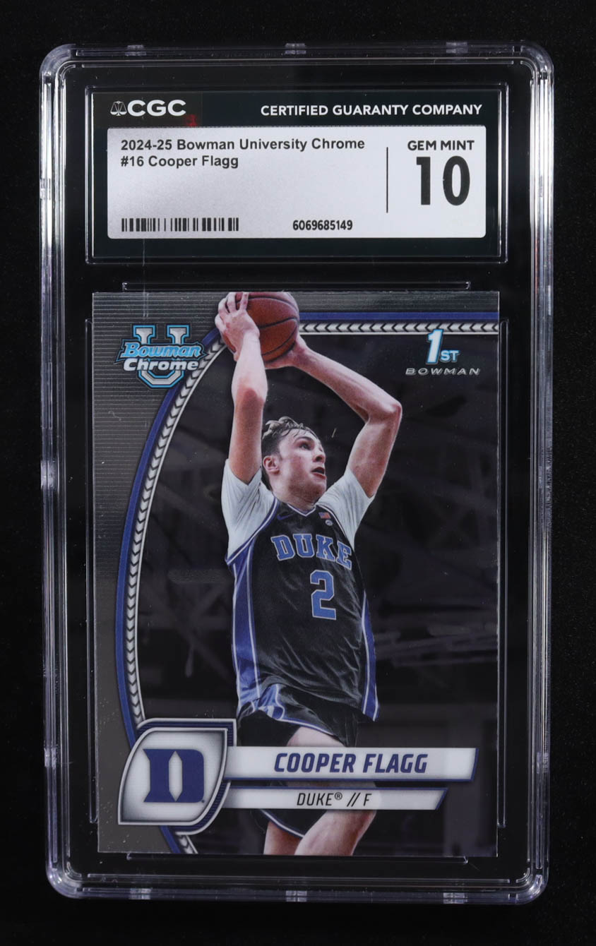 Cooper Flagg 2024-25 Bowman Chrome University #16 RC (CGC 10) at PristineAuction.com Cooper Flagg 2024-25 Bowman Chrome University #16 RC (CGC 10) at PristineAuction.com