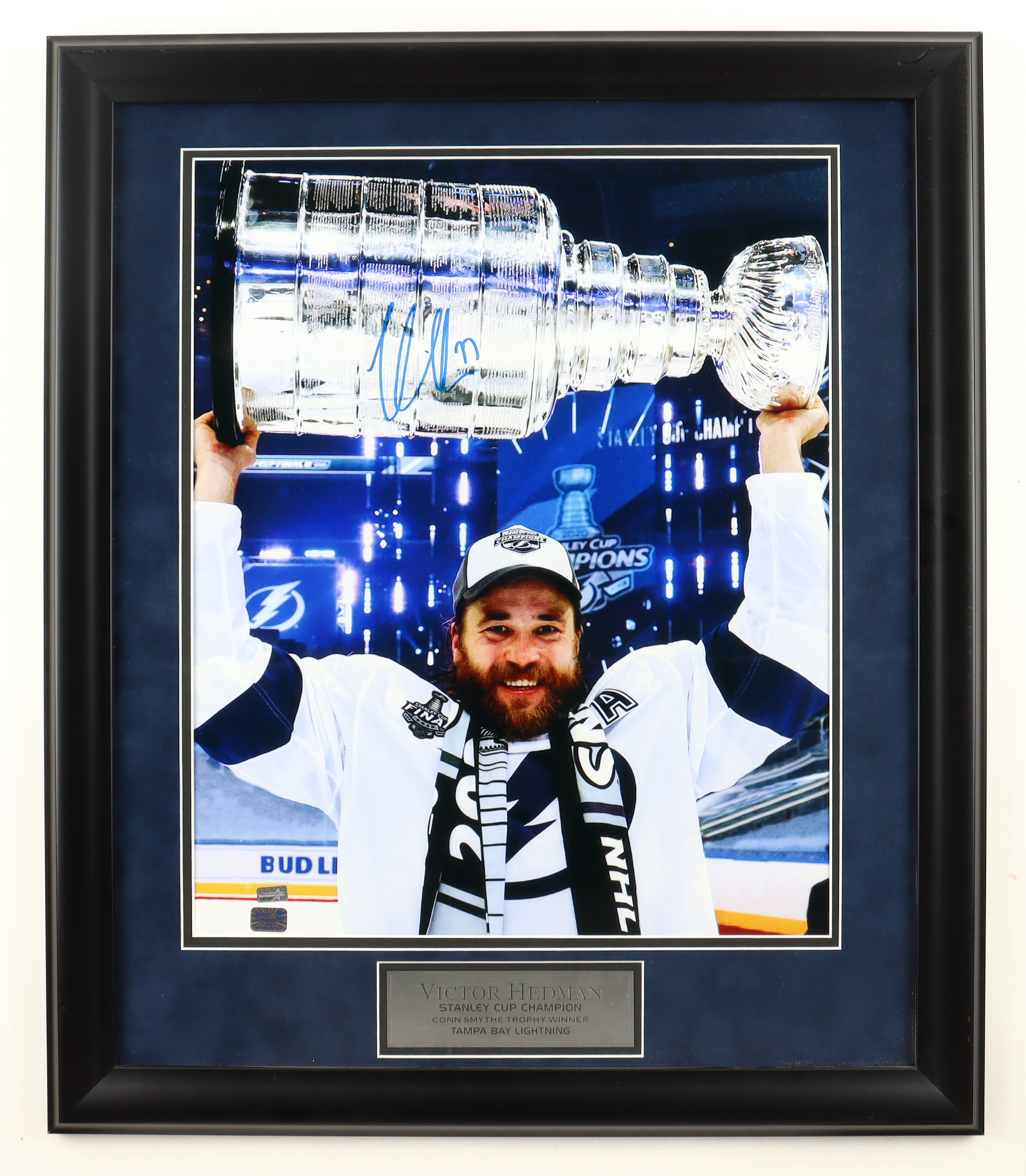 Victor Hedman Signed Lightning Custom Framed Photo Display (New England Picture) at PristineAuction.com Victor Hedman Signed Lightning Custom Framed Photo Display (New England Picture) at PristineAuction.com