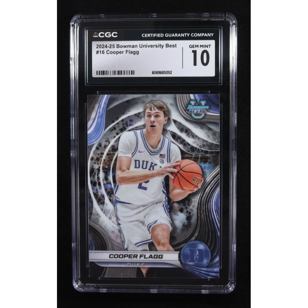 Cooper Flagg 2024-25 Bowman's Best University #16 RC (CGC 10) at PristineAuction.com Cooper Flagg 2024-25 Bowman's Best University #16 RC (CGC 10) at PristineAuction.com