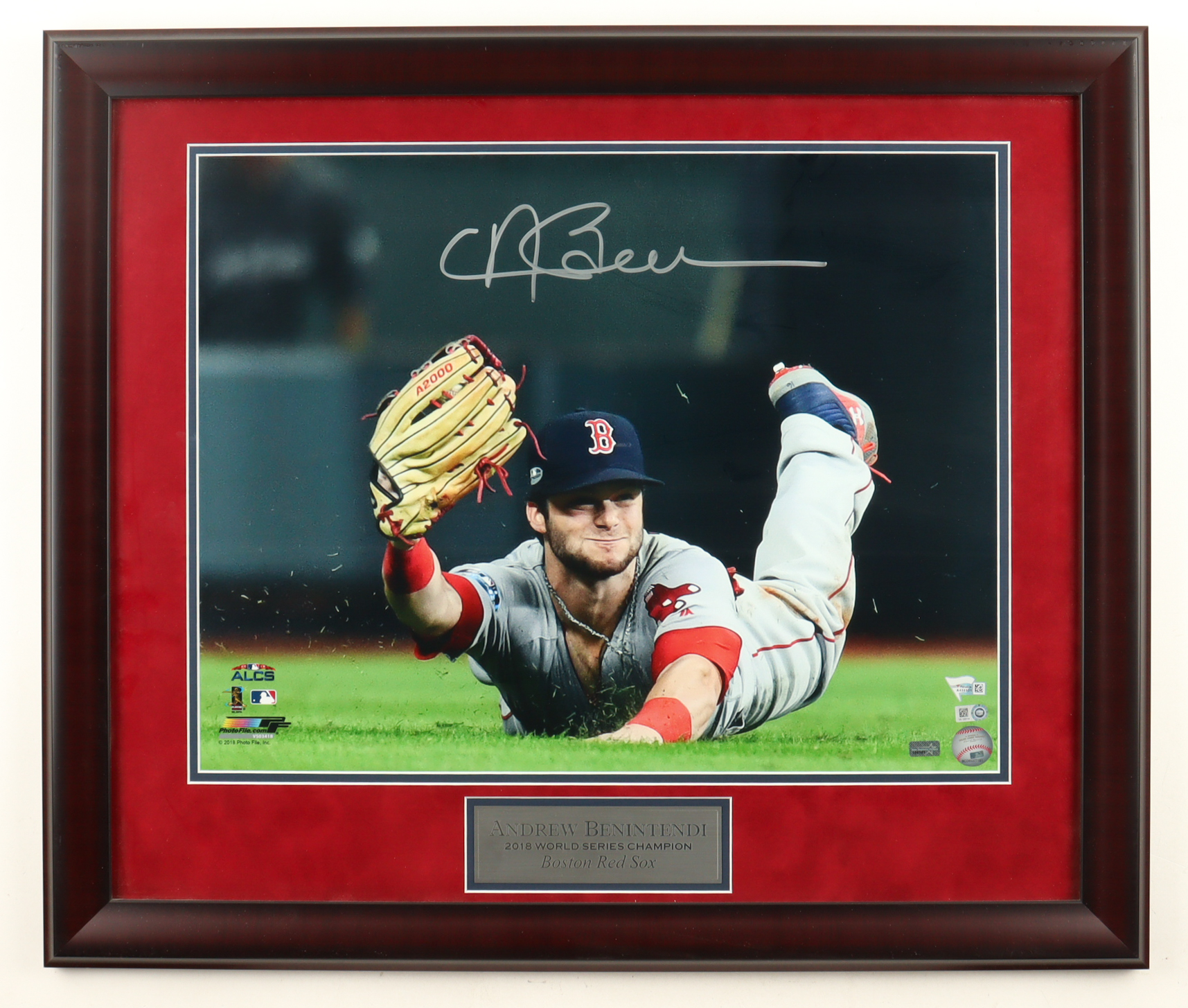 Andrew Benintendi Signed Red Sox Custom Framed Photo Display (New England Picture) at PristineAuction.com Andrew Benintendi Signed Red Sox Custom Framed Photo Display (New England Picture) at PristineAuction.com