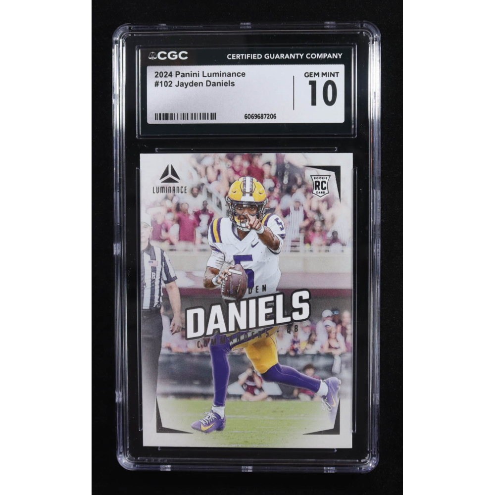 Jayden Daniels 2024 Panini Luminance #102 RC (CGC 10) at PristineAuction.com Jayden Daniels 2024 Panini Luminance #102 RC (CGC 10) at PristineAuction.com
