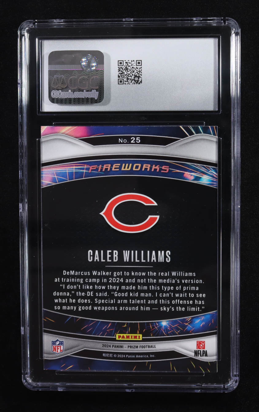 Caleb Williams 2024 Panini Prizm Fireworks #25 RC (CGC 10) at PristineAuction.com Caleb Williams 2024 Panini Prizm Fireworks #25 RC (CGC 10) at PristineAuction.com
