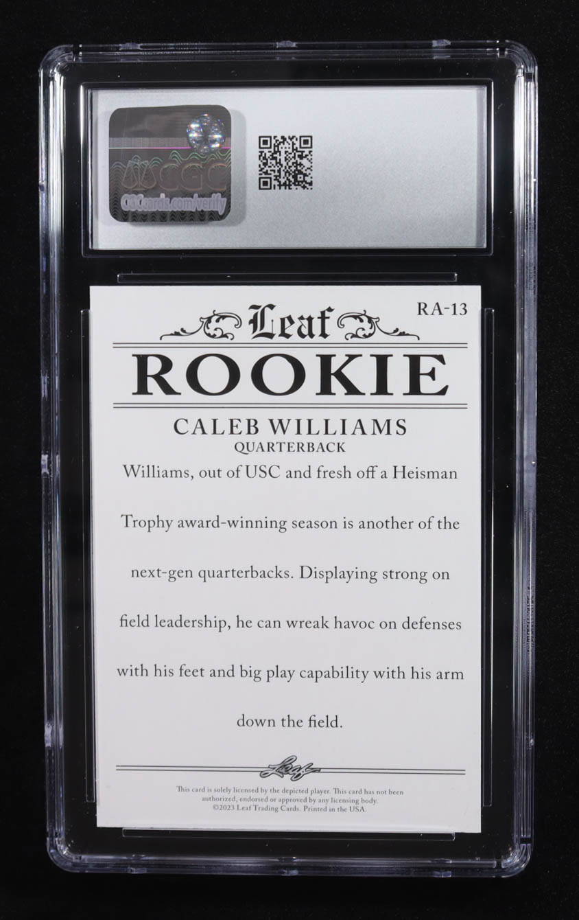 Caleb Williams 2023 Leaf Special Release Rookie Achievement #RA13 RC (CGC 10) at PristineAuction.com Caleb Williams 2023 Leaf Special Release Rookie Achievement #RA13 RC (CGC 10) at PristineAuction.com