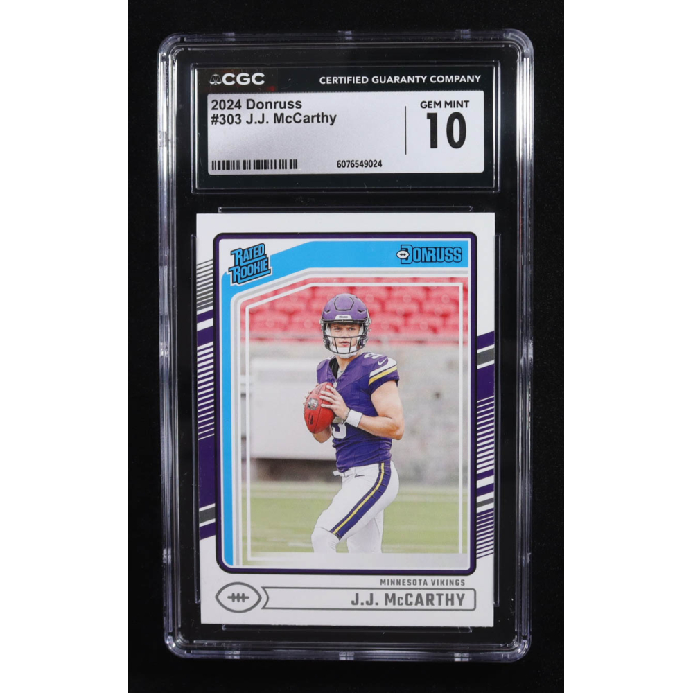 J.J. McCarthy 2024 Donruss #303 RR RC (CGC 10) at PristineAuction.com