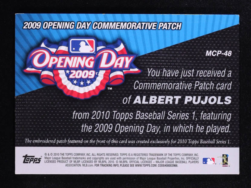 Albert Pujols 2010 Topps Commemorative Patch #MCP48 at PristineAuction.com Albert Pujols 2010 Topps Commemorative Patch #MCP48 at PristineAuction.com