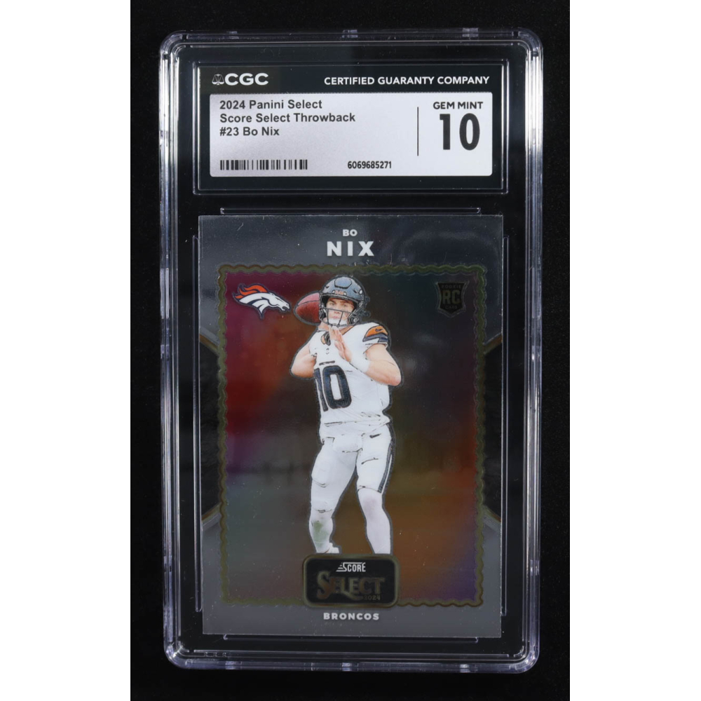 Bo Nix 2024 Select Score Select Throwback #23 RC (CGC 10) at PristineAuction.com