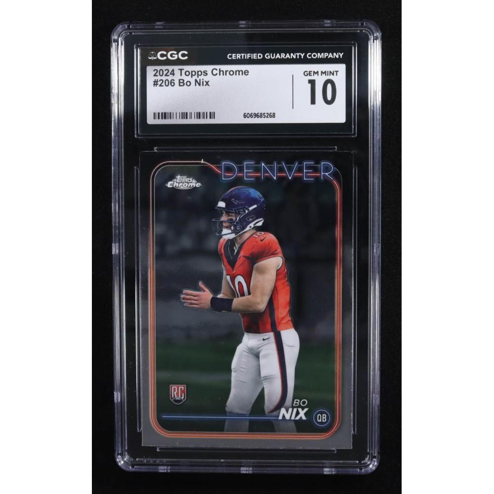Bo Nix 2024 Topps Chrome #206 RC (CGC 10) at PristineAuction.com Bo Nix 2024 Topps Chrome #206 RC (CGC 10) at PristineAuction.com