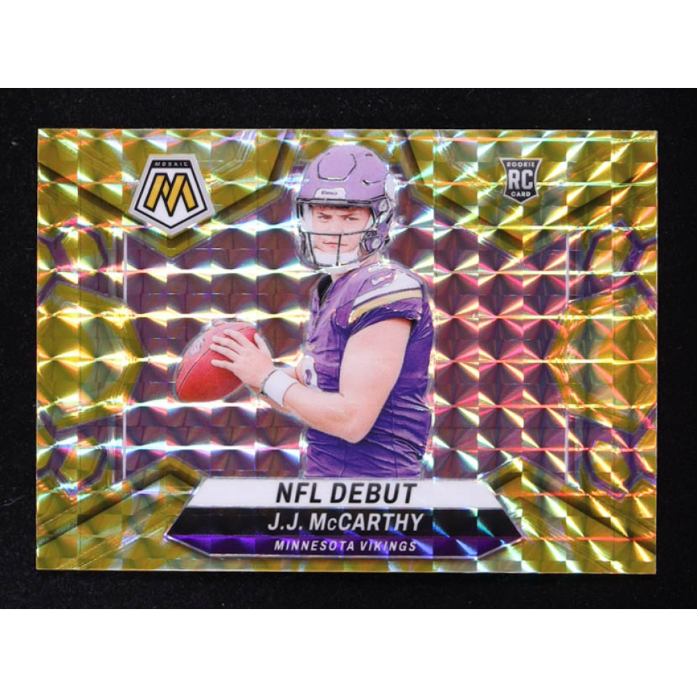 JJ McCarthy 2024 Panini Mosaic Mosaic Reactive Yellow #275 DEB RC at PristineAuction.com
