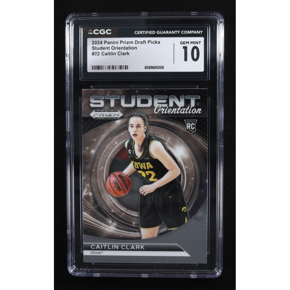 Caitlin Clark 2024-25 Panini Prizm Draft Picks Student Orientation #22 RC (CGC 10) at PristineAuction.com Caitlin Clark 2024-25 Panini Prizm Draft Picks Student Orientation #22 RC (CGC 10) at PristineAuction.com