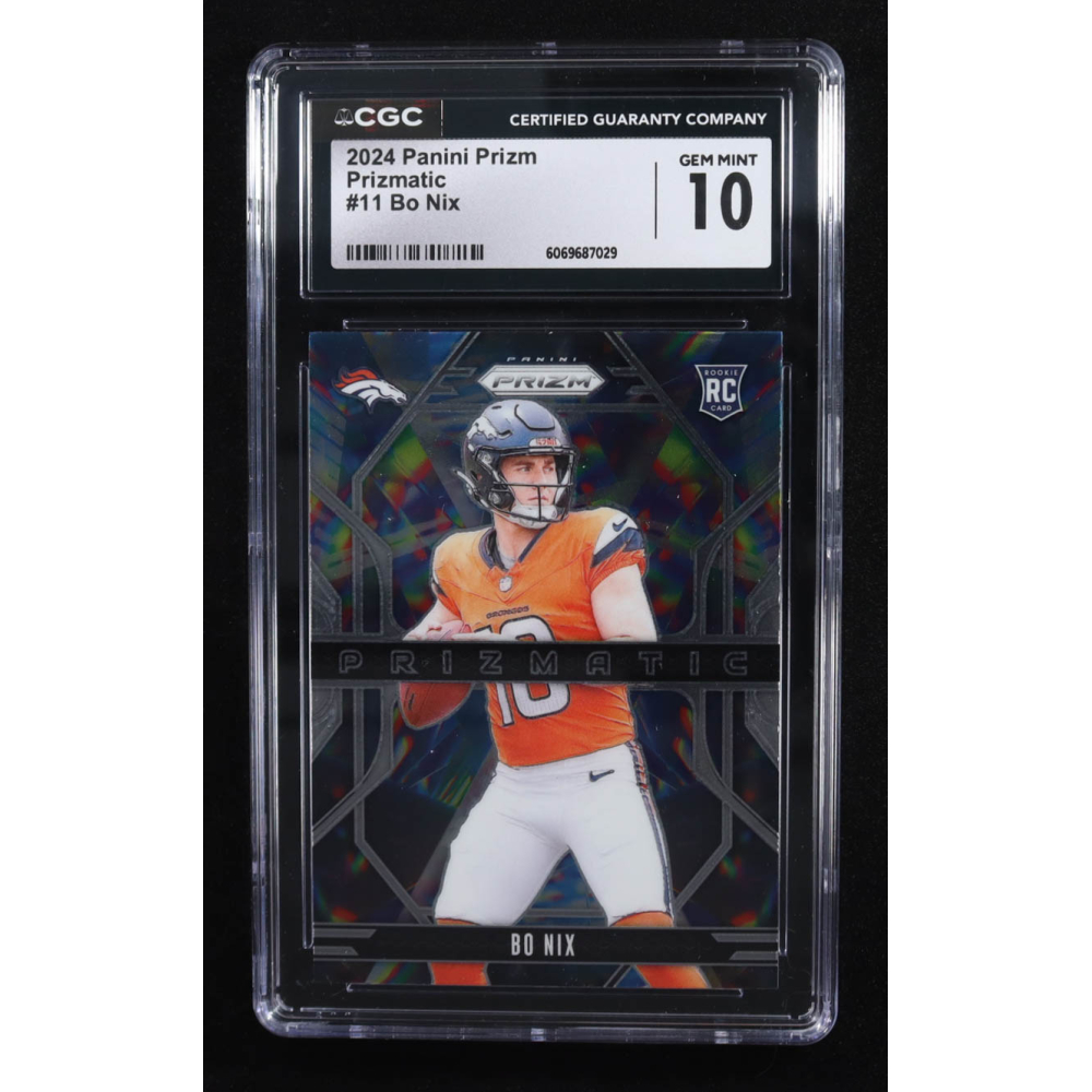 Bo Nix 2024 Panini Prizm Prizmatic #11 RC (CGC 10) at PristineAuction.com