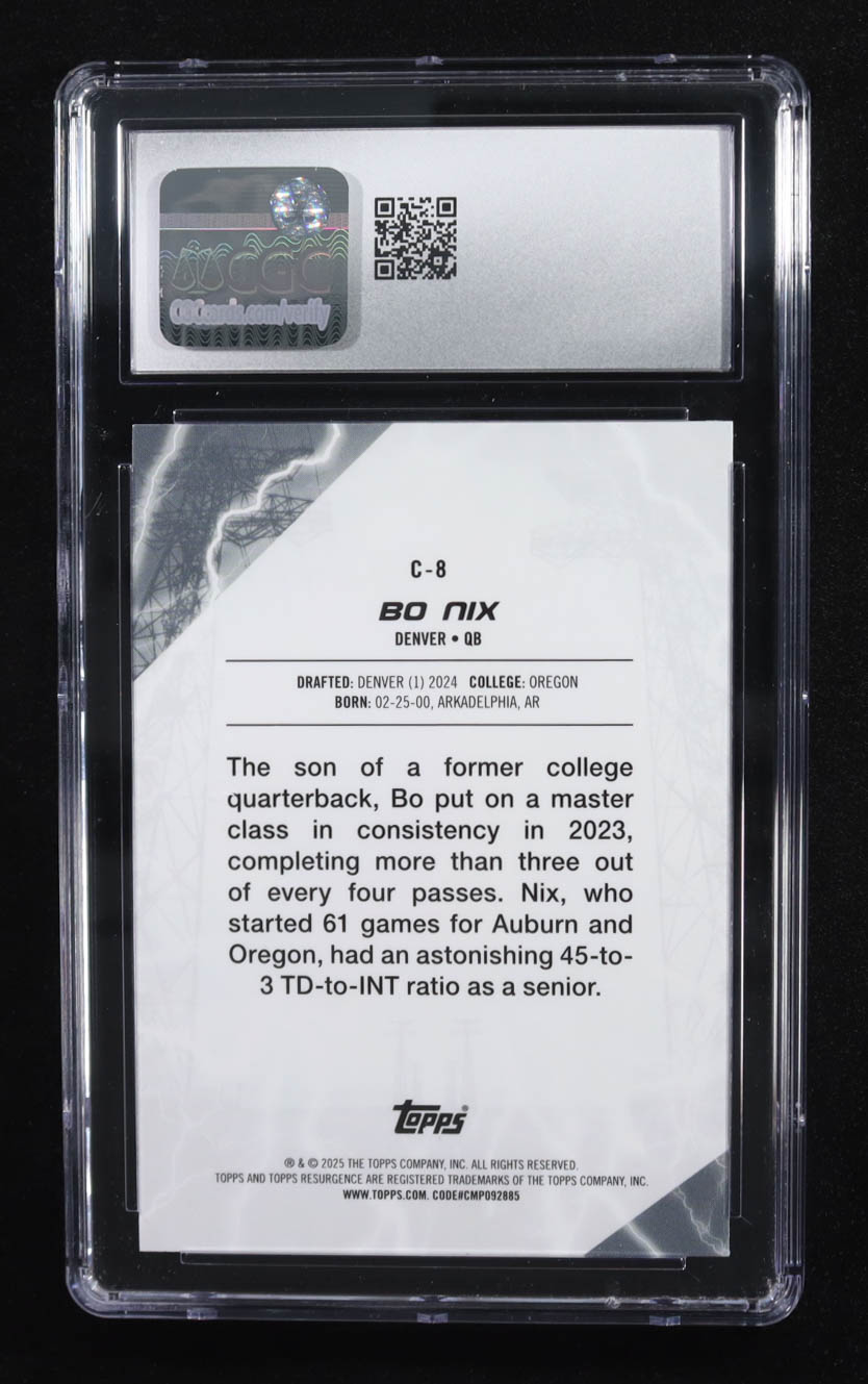 Bo Nix 2024 Topps Resurgence Conductors #C8 RC (CGC 10) at PristineAuction.com Bo Nix 2024 Topps Resurgence Conductors #C8 RC (CGC 10) at PristineAuction.com